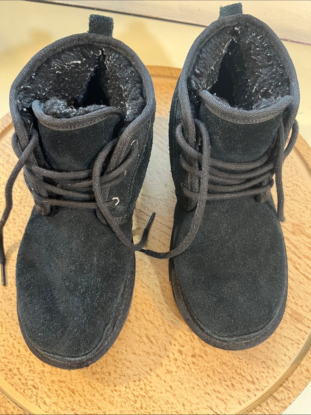 UGG Black Kids Lace-Up Suede Winter Boots